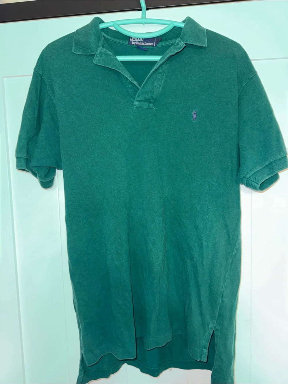 Vintage 90s Polo Ralph Lauren Green Pullover Polo Shirt Medium 100% Cotton